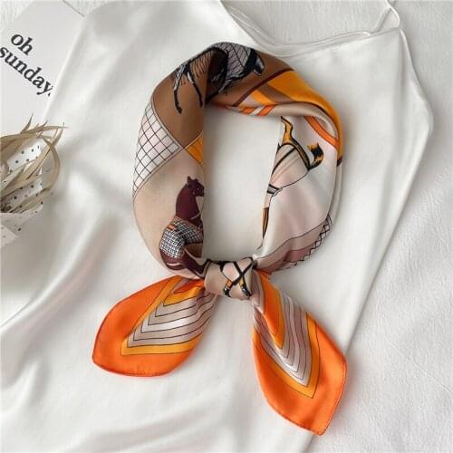 Silk Scarf Women Fashion Letter Color Matching Shawl Wrap 70cm Square Scarves Female Neck Scarfs Bandana High Quality Kerchief