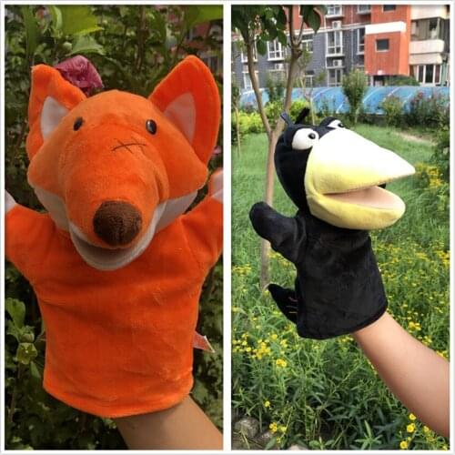 Plush Hand Puppet Soft Animals Puppet Bird crow Fox Hand Puppet For Kids Adult Pretend Playing Dolls Accompany Toy Kids Birthday