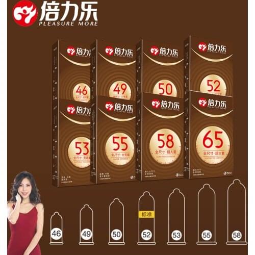 Pleasure More 10Pcs/Pack All Size Series Condoms 46mm 49mm 50mm 52mm 55mm 58mm 65mm Condom Big Cock Sleeve Adult Sex Product