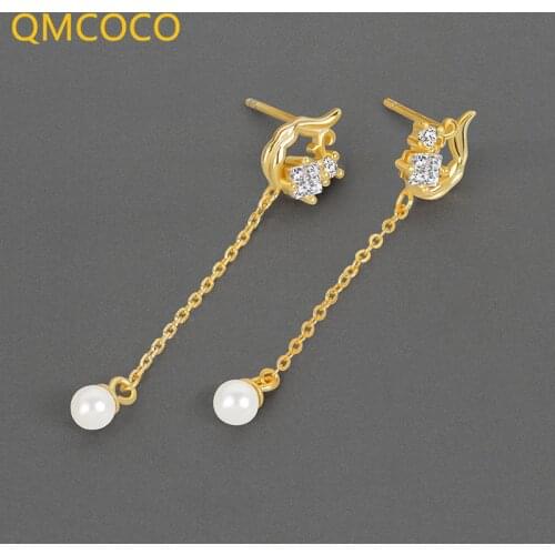 QMCOCO 925 Silver Trendy Classic Zircon Tassel Earrings Charm For Women Jewelry Vintage Party Ear Accessories Gift