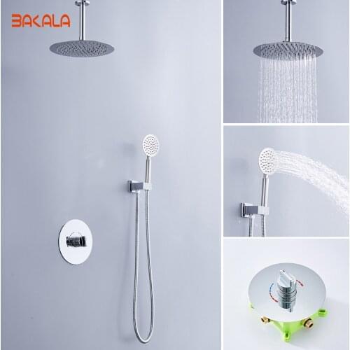 Luxury Rain Bath Combination Shower Mixer Digital Ceiling Mounted Rainfall Shower Head Stainless Steel Shower BR-CF-F09