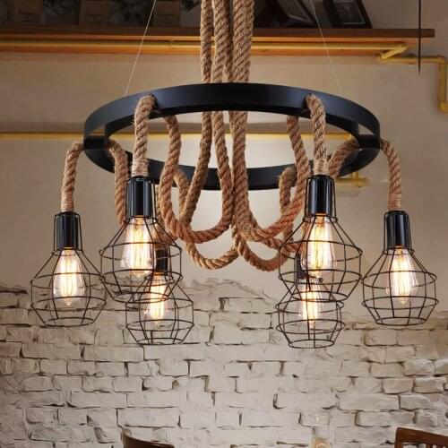 North American country hemp Bar Restaurant Restaurant chandelier loft retro Cafe Chandelier
