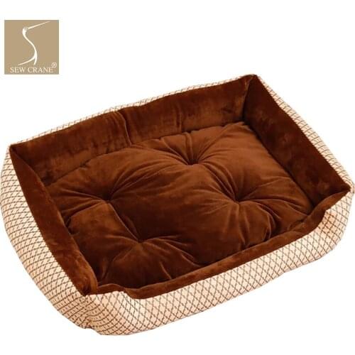 SewCrane Modern Geometric Hexagon Line Dog Bed Fleece Puppy Nest Cat Sleeping Basket