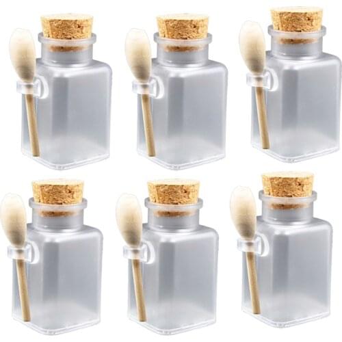 6pcs Frosted Empty Bottle Bath Salt Shaker Food Powder Seasoning Nut Storage Container Pot Jar (With Cork Stopper, Random Style)