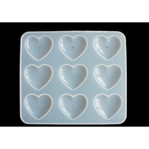 Silicone Mold 9pcs Heart DIY Epoxy Resin Crafts Jewelry Making Handmade Tools Mirror Crystal Molds Cake Fondant Chocolate