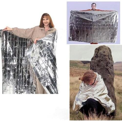 10pc Folding Two Color Survival Foil Life Blanket Outdoor Military Emergency Thermal Rescue Blanket Shelter Insulation Curtain