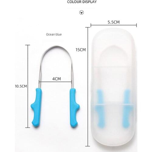 U shape stainless steel tongue cleaner portable tongue scraper with travel case oral tongue brush cleaning teeth oral care tool