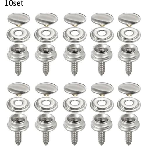 10 Sets Stainless Steel Tapping Snap Fastener Kit Tent Marine Yacht Boat Canvas Cover Tools Sockets Buttons Car Canopy Accessori