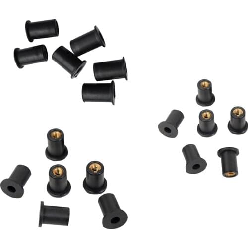 18 Piece Rubber Well Nuts With M4 M5 M6 Brass Insert 4mm 5mm 6mm Metric Wellnuts Motorcycle Windscreen