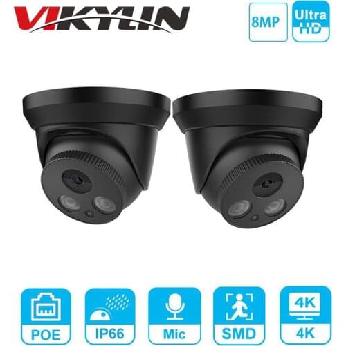Hikvision Compatible Black Color Dome POE IP Camera 8MP Security CCTV Camera 1080P IR 30m H.265 P2P Plug&play Security IPC 2pcs