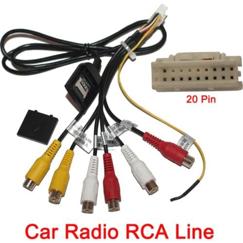 20 Pin Plug Car Stereo Radio RCA Output AUX Wire Harness Wiring Connector Adaptor subwoofer cable for android car radio RCA