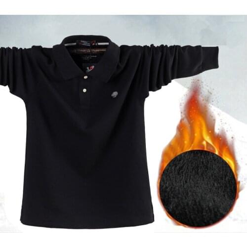 2021 New Winter Autumn Men Polo Shirt Casual Thermal Fleece Mens Polo Shirts Thick Warm 5XL Long Sleeve Polo Shirt Men Clothing