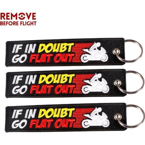 3 PCS/LOT Fashion Keychains for Motor and Cars IF IN DOUBT GO FLAT OUT Embroidery Letter Key Chain Bijoux Gifts Tag Porte Clef