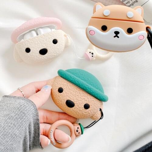 3D Cute Cartoon Teddy Dog Earpods Case for Huawei FreeBuds 4i Corgi Puppy Bluetooth Wireless Earphone Headset Cover Charging Box