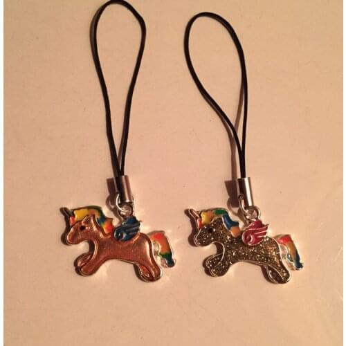 4pcs High Quality Color Enamel Unicorn Pendant Charm 17x30mm Fit For Charm Keychain Phone Chain( Random shippment on color)