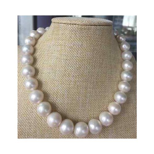 50" 6-8mm White Champagne Green Baroque Freshwater Pearl Necklace