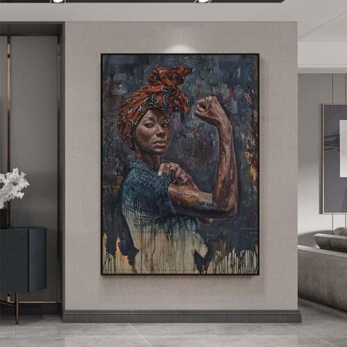 Abstract African Girl Canvas Paintings African Black Woman Posters and Prints Graffiti Art Pictures on The Wall Room Home Decor