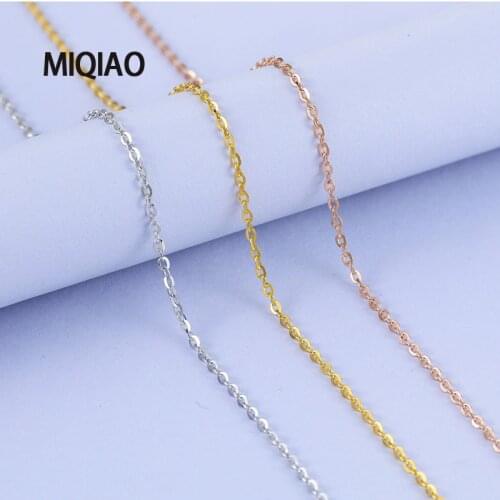 MIQIAO 925 Sterling Silver Rose Gold Platinum Color O-chain Long 40 45 50 55 60 cm Wide 0.7 0.8 1.0 1.3 1.8 mm Necklace Fashion