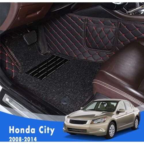 For Honda City 2014 2013 2012 2011 2010 2009 2008 Luxury Double Layer Wire Loop Car Floor Mats Carpets Auto Covers Accessories