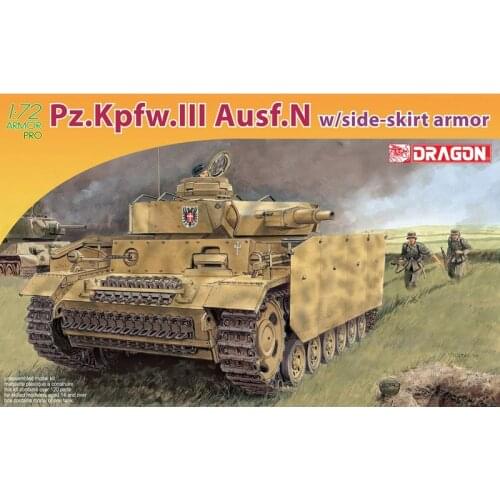 DRAGON 7407 1/72 Pz.Kpfw.III Ausf.N w/side-skirt armor - Scale model Kit