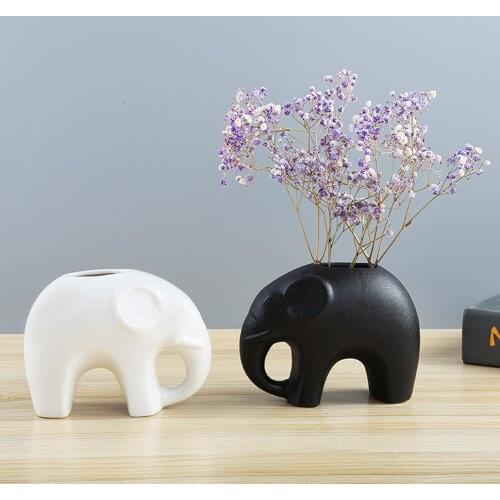 Ceramic Mini Vase Elephant Decoration Hydroponic Succulent Plant Container Tabletop Vase Home Crafts Decoration