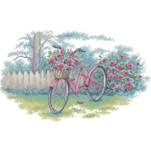 Summer flower bicycleCounted Cross Stitch 11CT 14CT 18CT DIY Chinese Cross Stitch Kit Embroidery Needlework Sets