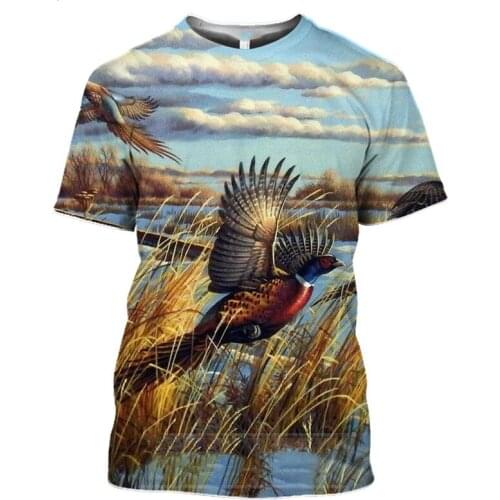 2021 Four Seasons T-shirt Mens Digital Print 3DT Shirt Fashion Round Neck Short Sleeve T-shirt Animal Hunting Duck Pattern