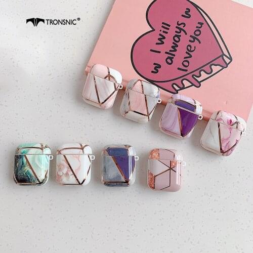 Electroplating Marble Case for Apple Airpods 1 2 Case Soft Cover Silicone Headphone Box for Airpod Bluetooth Earphone Cases Pink