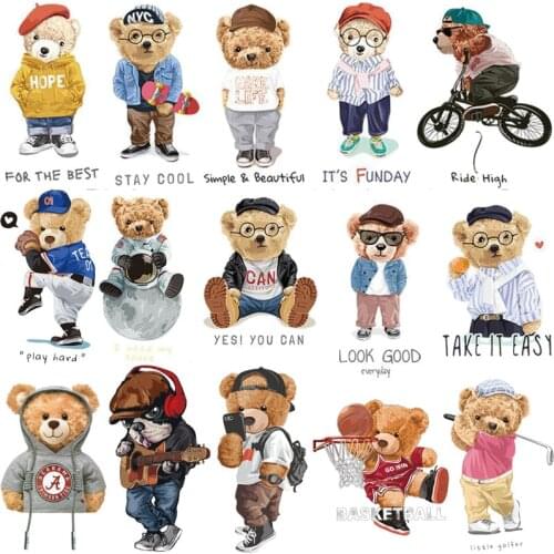 Thermo Stickers patches on clothes Iron on transfers for clothing cute bear stickers badge heat transfer parches termoadhesivos