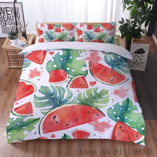 New Style Fruit Watermelon Pattern Bedding Set Lovely Soft Comfortable Quilt Cover Pillowcase Children Bedroom Home Textile Set