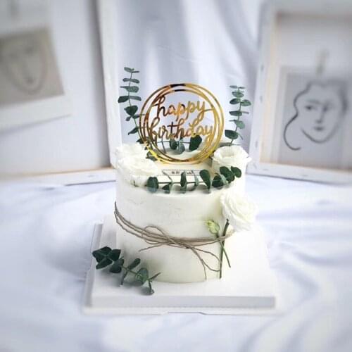 New mirror gold mirror silver happy birthday cake topper acrylic toppers bady kides birthday party decoration