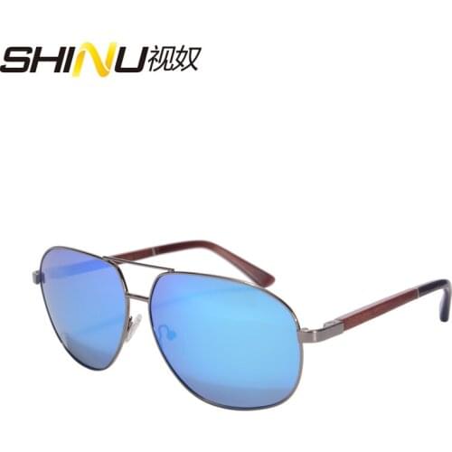 SHINU High Quality Natural Wood Bamboo Sunglasses Metal Frame Polarized Square Uv400 Eyewear With logo and Leather Case 1571