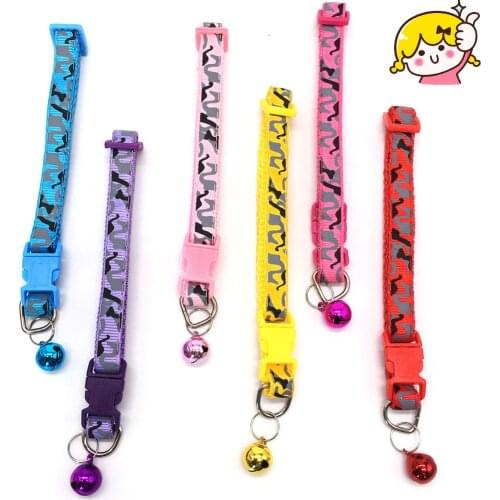 1pcs Colorul Pet Supplies Cat Collar With Bell Adjustable Buckle Collar Cat Pet Supplies Cat Accessories Collar Small Dog Collar