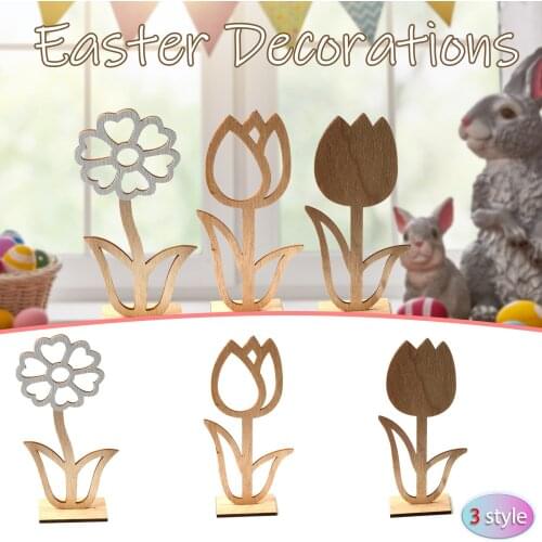 Easter Home Decoration Ornaments Creative Wooden Hollow Small Flower Ornaments Home Office High Quality Practical Delicate Decor