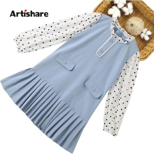 Dress Girl Patchwork Dresses For Girl Spring Autumn Kids Dresses Teenage Costume For Girls 6 8 10 12 14