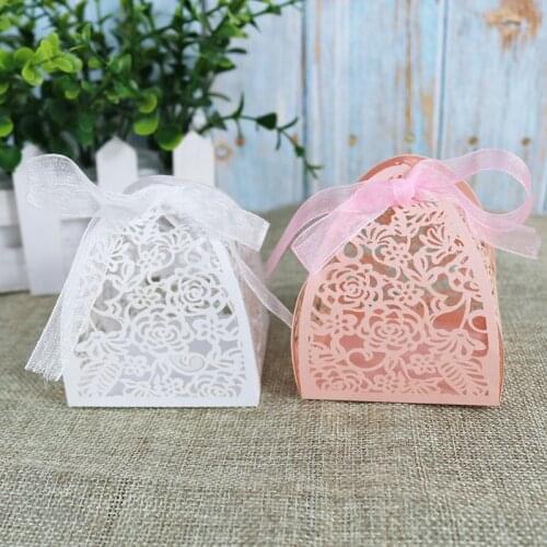 DABONAS 10pcs Wedding Favor Gift Boxes Baby Shower Gift Box Chocolate Candy Gift Bag Birthday Party Decorations Kids