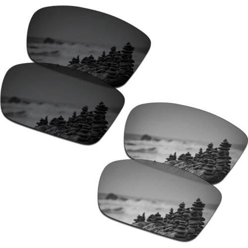 SmartVLT 2 Pairs Polarized Sunglasses Replacement Lenses for Oakley Conductor 6 Stealth Black and Silver Titanium