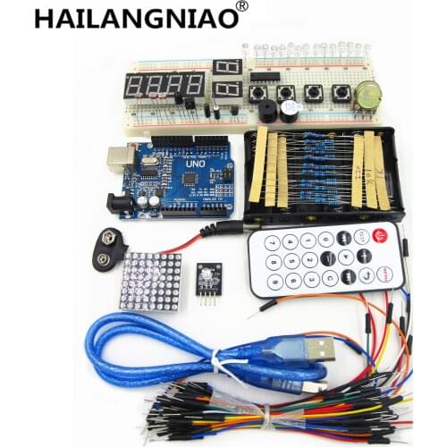 Starter Kit With UNO R3 MEGA328P+830 holes Breadboard for basics Drop Shipping New
