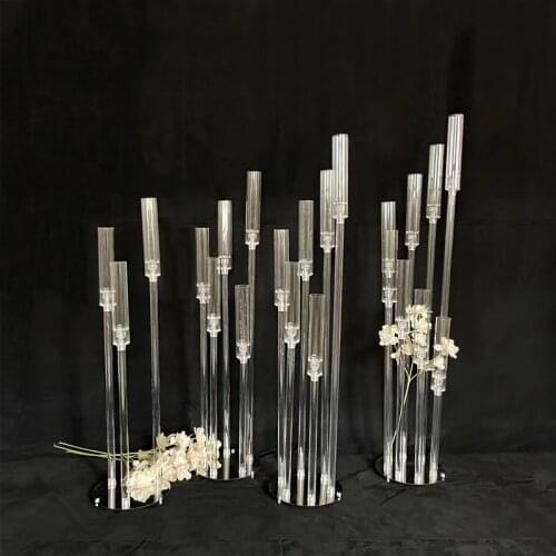 Wedding Lighting Road Lead aisle Stand Crystal Candelabras Pillar Acrylic Transparent Wedding stage decoration 6 sets