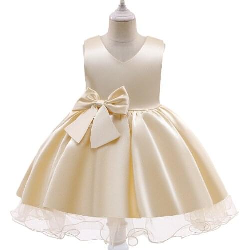 Christmas Elegant Girls Flower Kids Dress for Princess Girl Champagne Performance Event Prom Party Dress