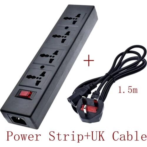 Britain Multifunction 250v 10a 1.5m 4 jack Universal power Strip PDU outlet IEC320 plug adapter UK power cord converter Socket
