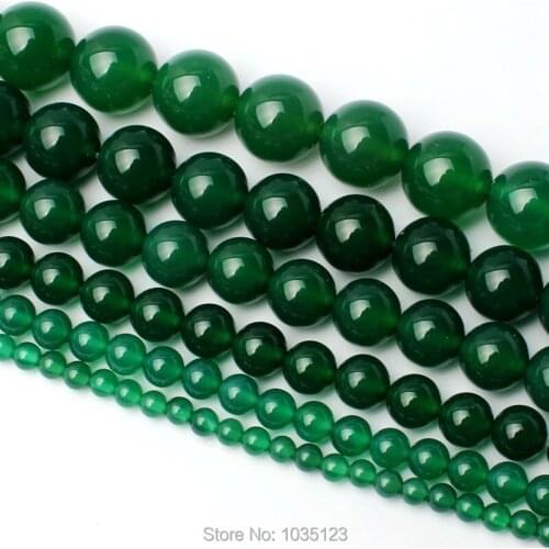 High Quality 2,3,4,6,8,10,12,14mm Smooth Natural Round Green Agates Bracelet Necklace Jewelry Gems Loose Beads 15 Inch wj312