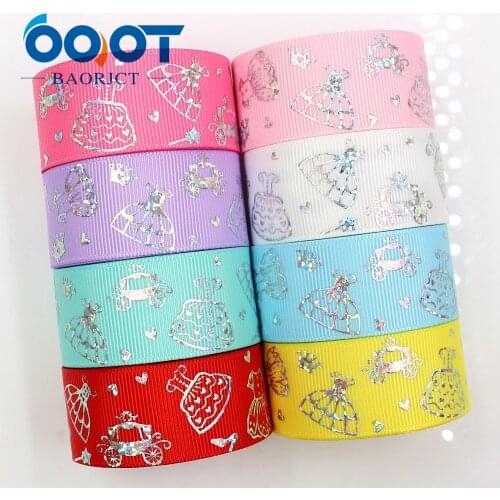 YJHSMY G-18507-167,25 mm 5 Yards laser Silver cute cartoon love Printed grosgrain ribbon DIY handmade headdres wedding gift wrap