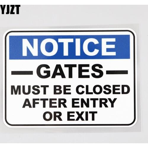 YJZT 12.9CM×9.4CM Notice Door Must Be Closed Sign Decal PVC Car Sticker 12C-0643