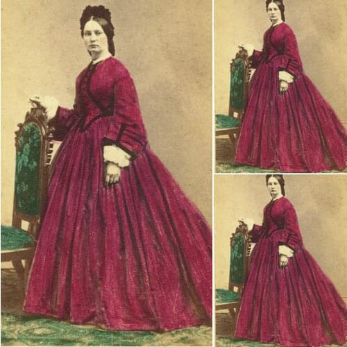 Customer to order!19 Century Red Vintage Costumes Victorian Dress 1860S Civil War Gown Ball Dress Scarlett dresses US4-36 C-197