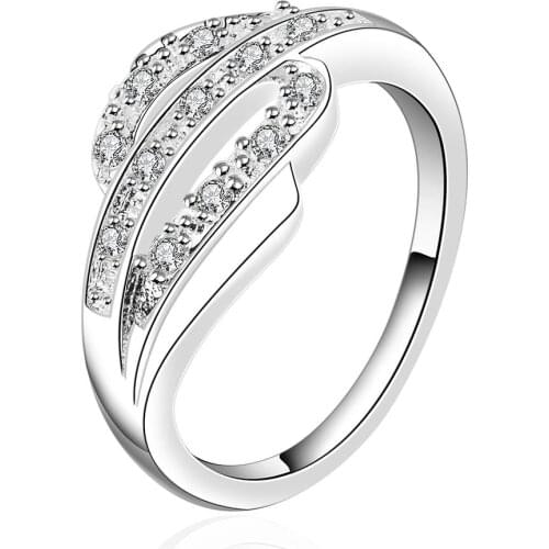 Geometric Zircon Ring Silver color plated Rings For Women Wedding ring Jewelry love jewellery gift Anel Anillos Aneis Bague