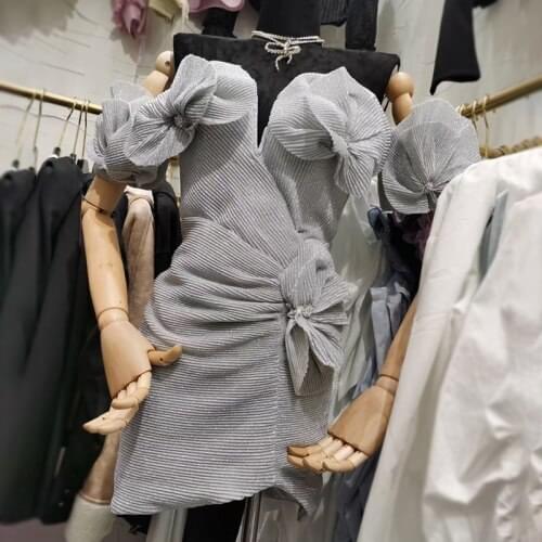 Sexy Wrapped Chest Dress for Women 2021 Spring and Summer New Elegant Three-Dimensional Flower Short-Sleeved Dresses Vestidos