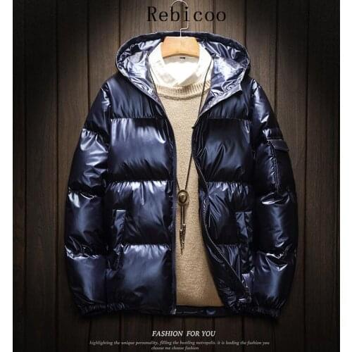 Winter Jacket Men Coat Loose Sportswear Outwear Chaquetas Hombre Parka Mens Hooded Jackets Warm Thick Coats Bright Surface