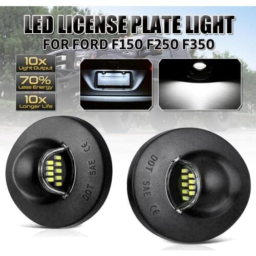 2Pcs LED License Plate Light Lamp Assembly Replacement For Ford F150 F250 F350 Car Number License Plate Lights Tail-lamp New