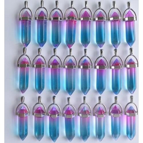 2020 New Fashion glass 2 colors pillar Point charm pendants for jewelry making 24pcs/lot Wholesale free shipping